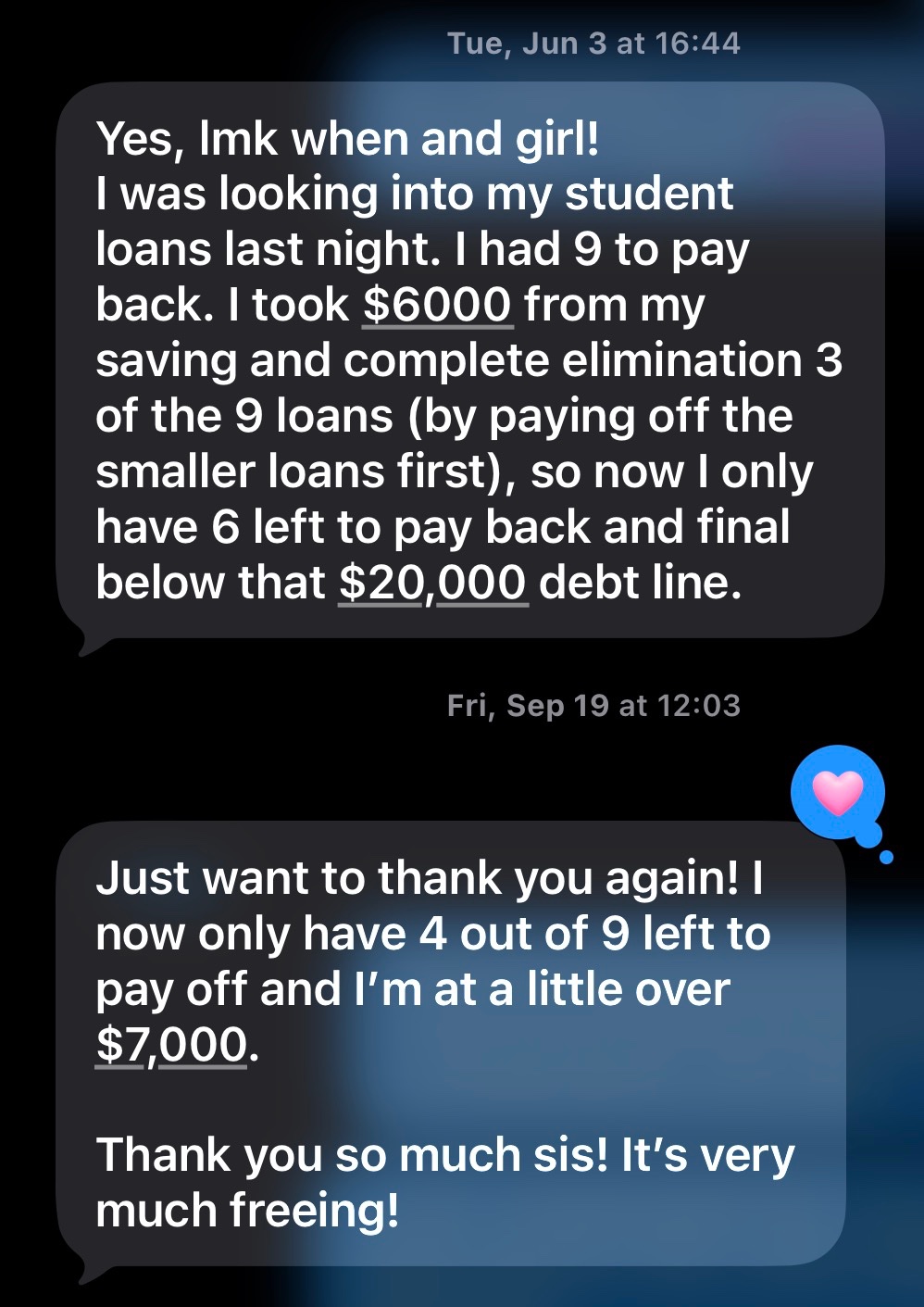 Kerna's text message testimony