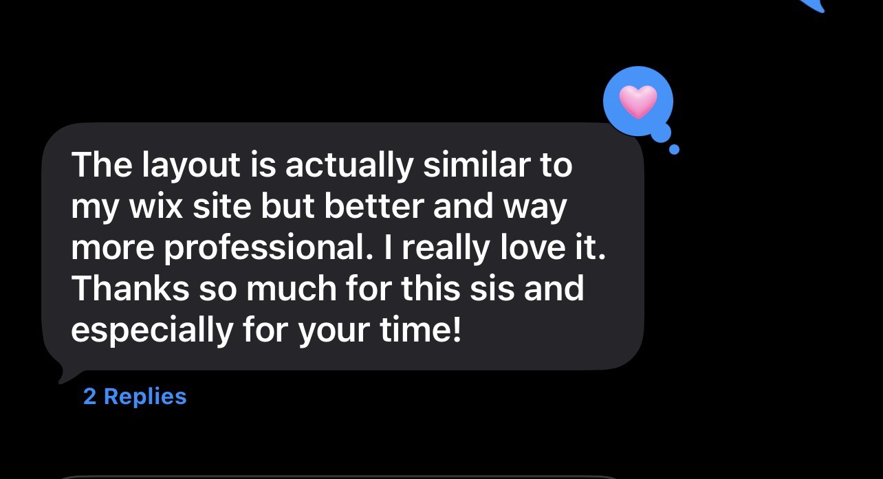 Client testimonial about professional site quality